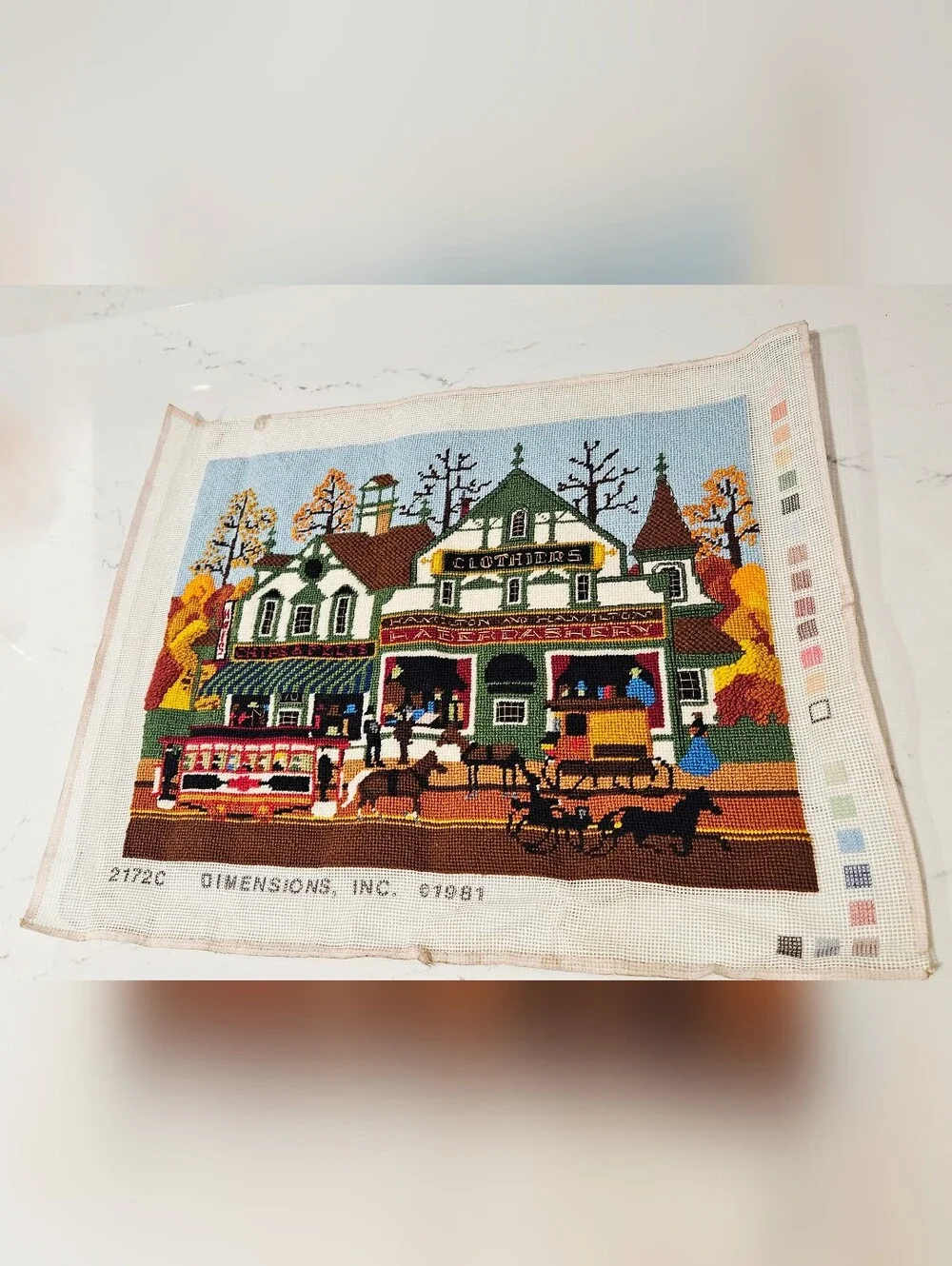 Vintage Dimensions Village Shopping Charles Wysocki Needlepoint Cross Stitch